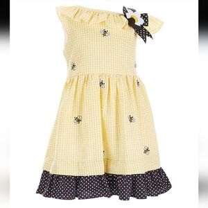 Gingham Dress with Black Polka Dot Trim